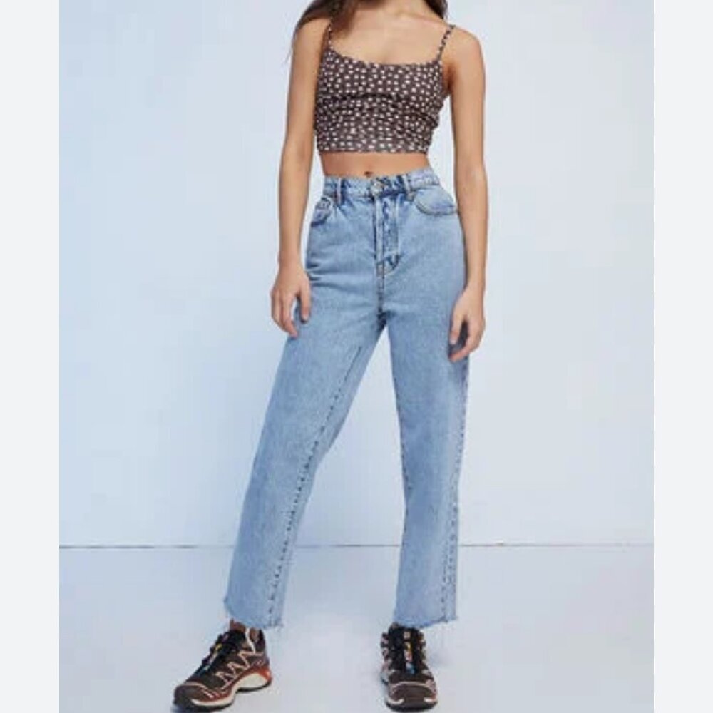 PacSun medium blue high waist, straight leg, button fly women's jeans size 24